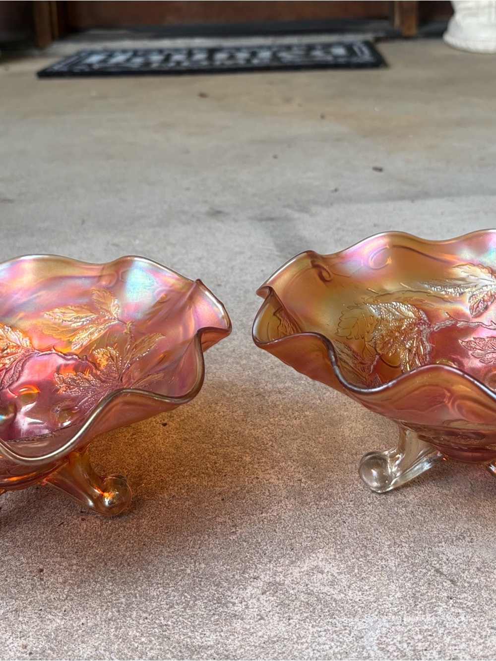 ANTIQUE MARIGOLD CARNIVAL GLASS BOWLS. CHERRY PATTERN. - Picture 6 of 14